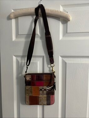 Coach Patchwork Crossbody Bag in Brown, Tan and Multicolor
